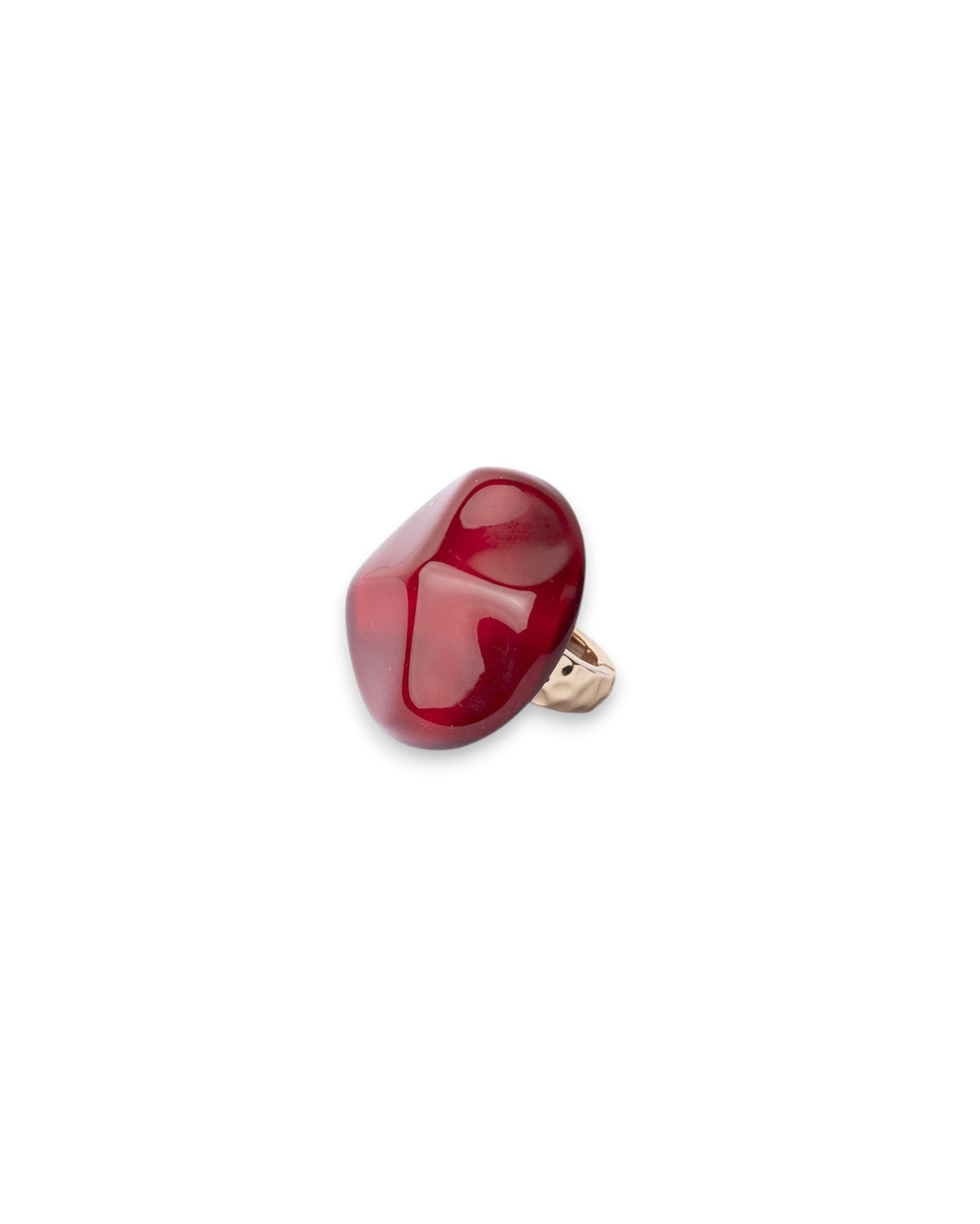 Anello elastico in metallo con pietra circolare in acrilico effetto marmo rossa - Mya Accessories