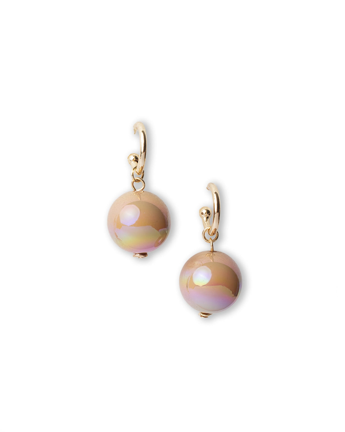 Orecchini con cerchietto in metallo e sfera in acrilico marrone - Mya Accessories