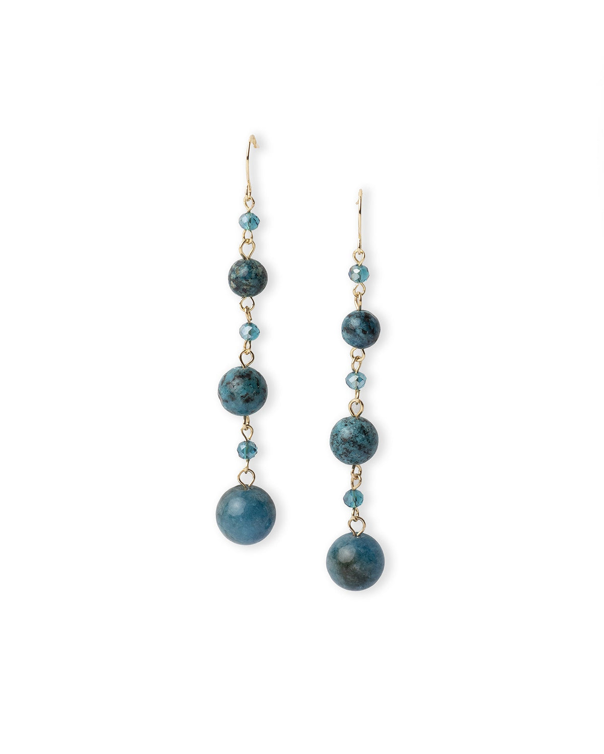 Orecchini pendenti con pietre in vetro tono petrolio - Mya Accessories