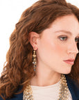 Orecchini pendenti a cascata con pietre in vetro gialle e grigie - Mya Accessories