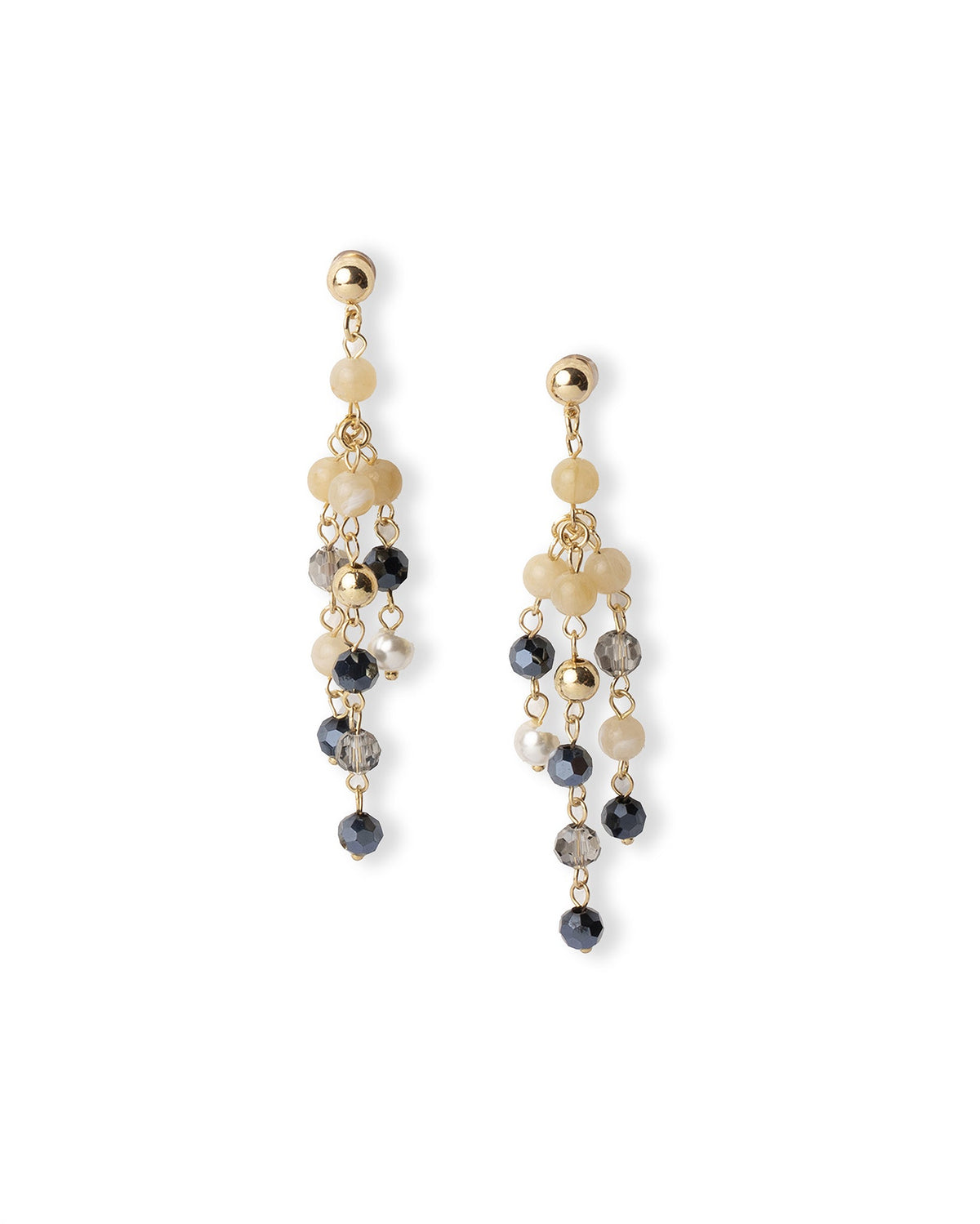 Orecchini pendenti a cascata con pietre in vetro gialle e grigie - Mya Accessories