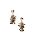 Orecchini pendenti con frange in metallo e pietre in vetro nere - Mya Accessories