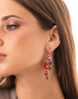 Orecchini pendenti con pietre in vetro tono viola e rosso - Mya Accessories