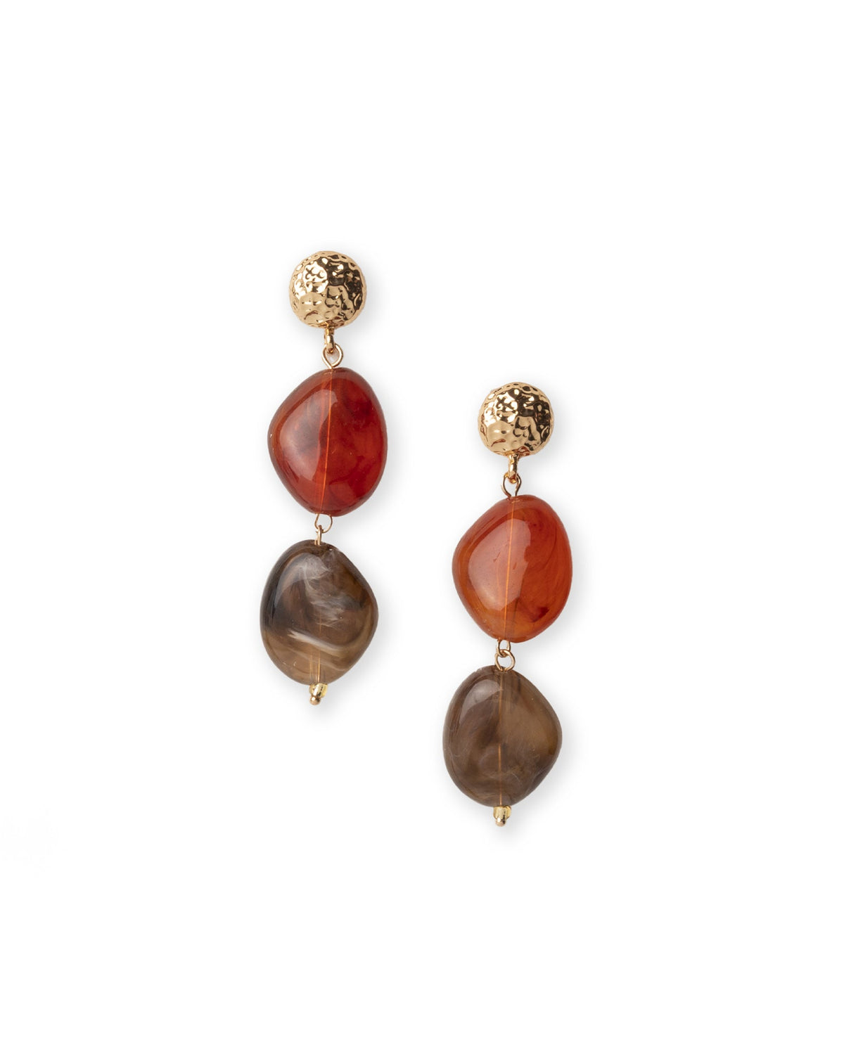 Orecchini pendenti con pietre in acrilico tono marrone - Mya Accessories