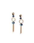 Orecchini pendenti con pietra in vetro blu e frange a catena - Mya Accessories