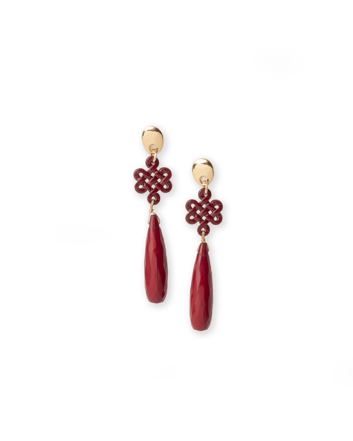 Orecchini pendenti con pietra a goccia in acrilico rossa - Mya Accessories