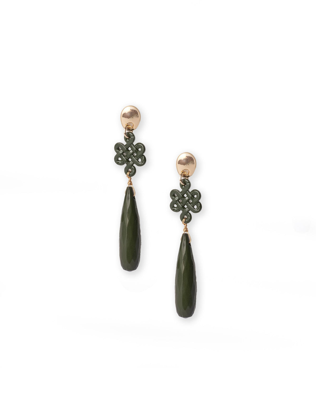 Orecchini pendenti con pietra a goccia in acrilico verde - Mya Accessories