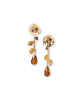Orecchini con fiore in metallo e pietre in acrilico tono ambra - Mya Accessories