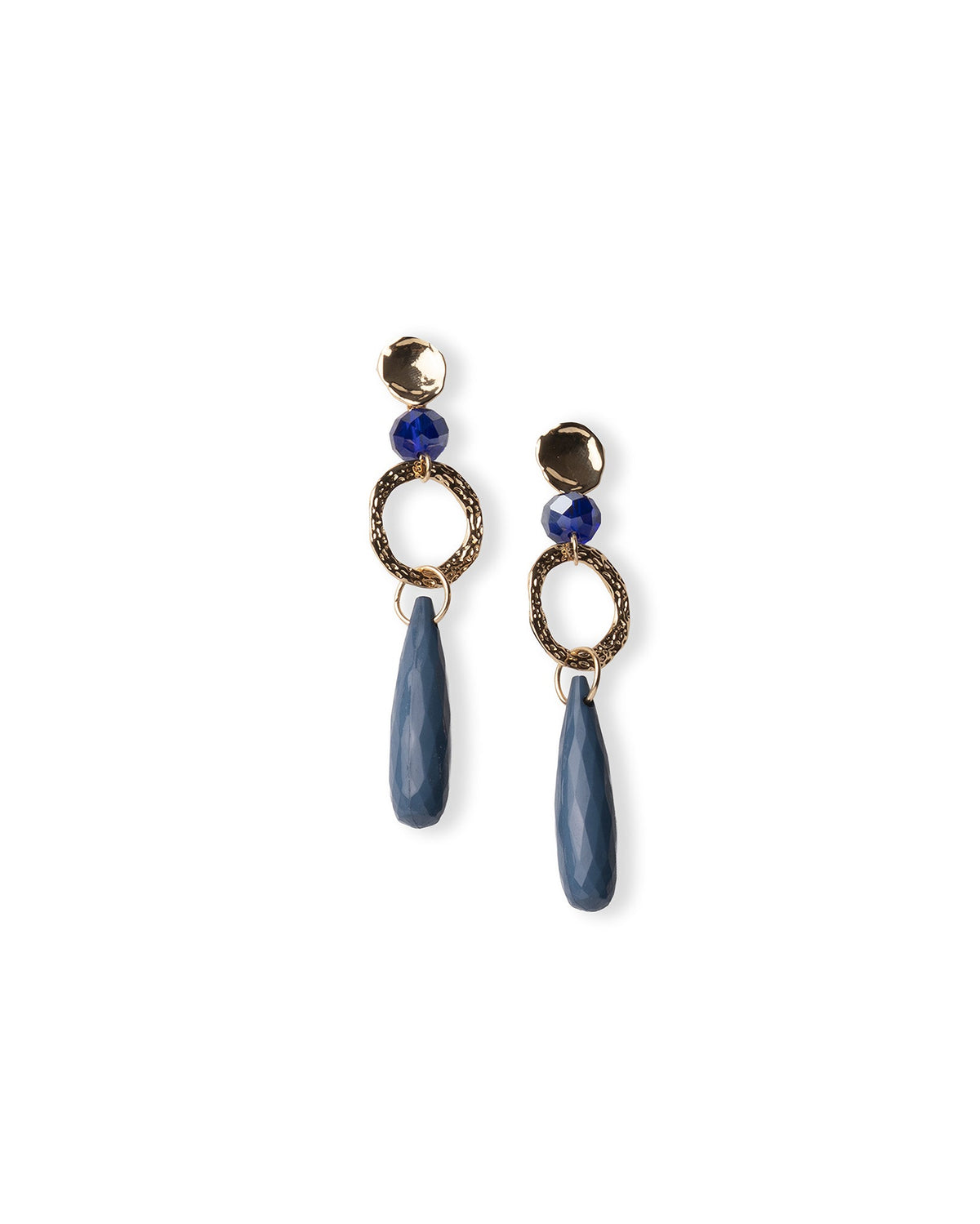 Orecchini pendenti con pietre in acrilico indaco - Mya Accessories