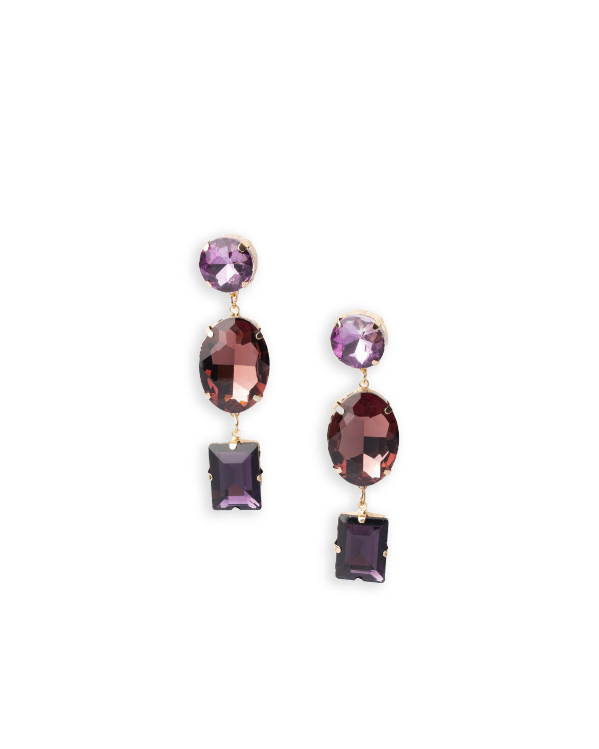 Orecchini pendenti con pietre in vetro tono viola - Mya Accessories