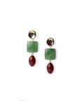 Orecchini pendenti con pietre geometriche in acrilico verde e rosso - Mya Accessories