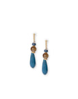 Orecchini pendenti a goccia con pietre dure tono azzurro e beige - Mya Accessories