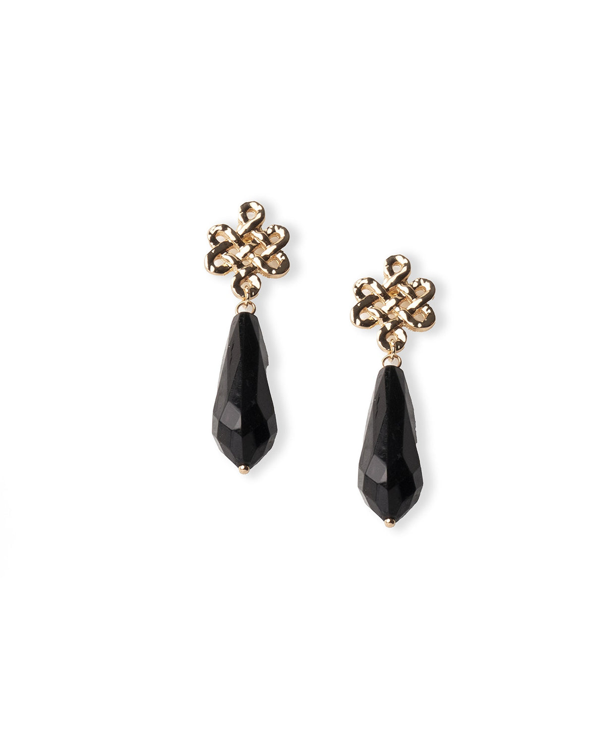 Orecchini pendenti a goccia con pietra dura nera - Mya Accessories