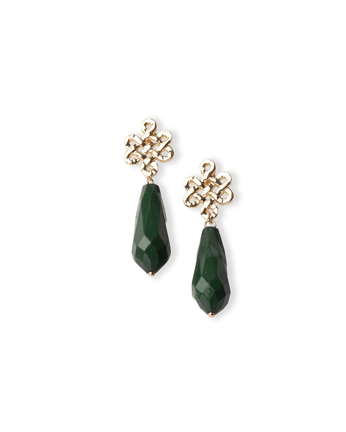 Orecchini pendenti a goccia con pietra dura verde - Mya Accessories