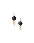 Orecchini pendenti in ottone con pietra dura circolare nera - Mya Accessories