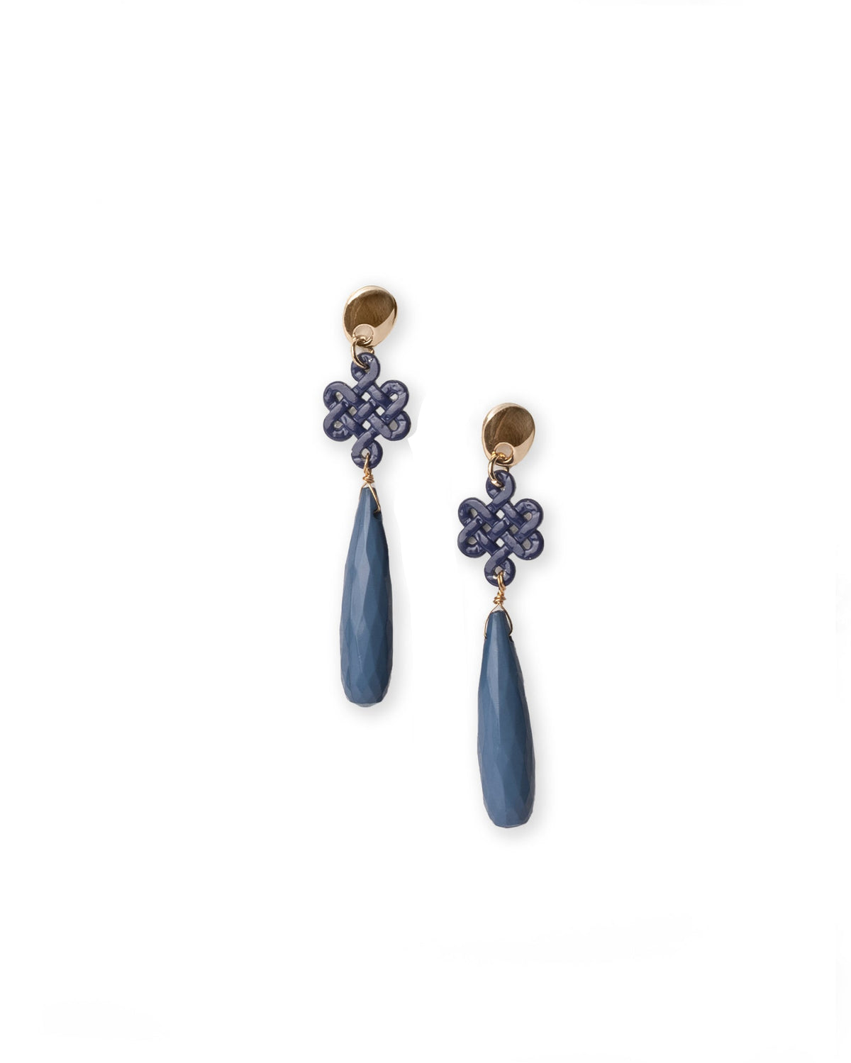 Orecchini pendenti in metallo con pietra in acrilico a goccia indaco - Mya Accessories