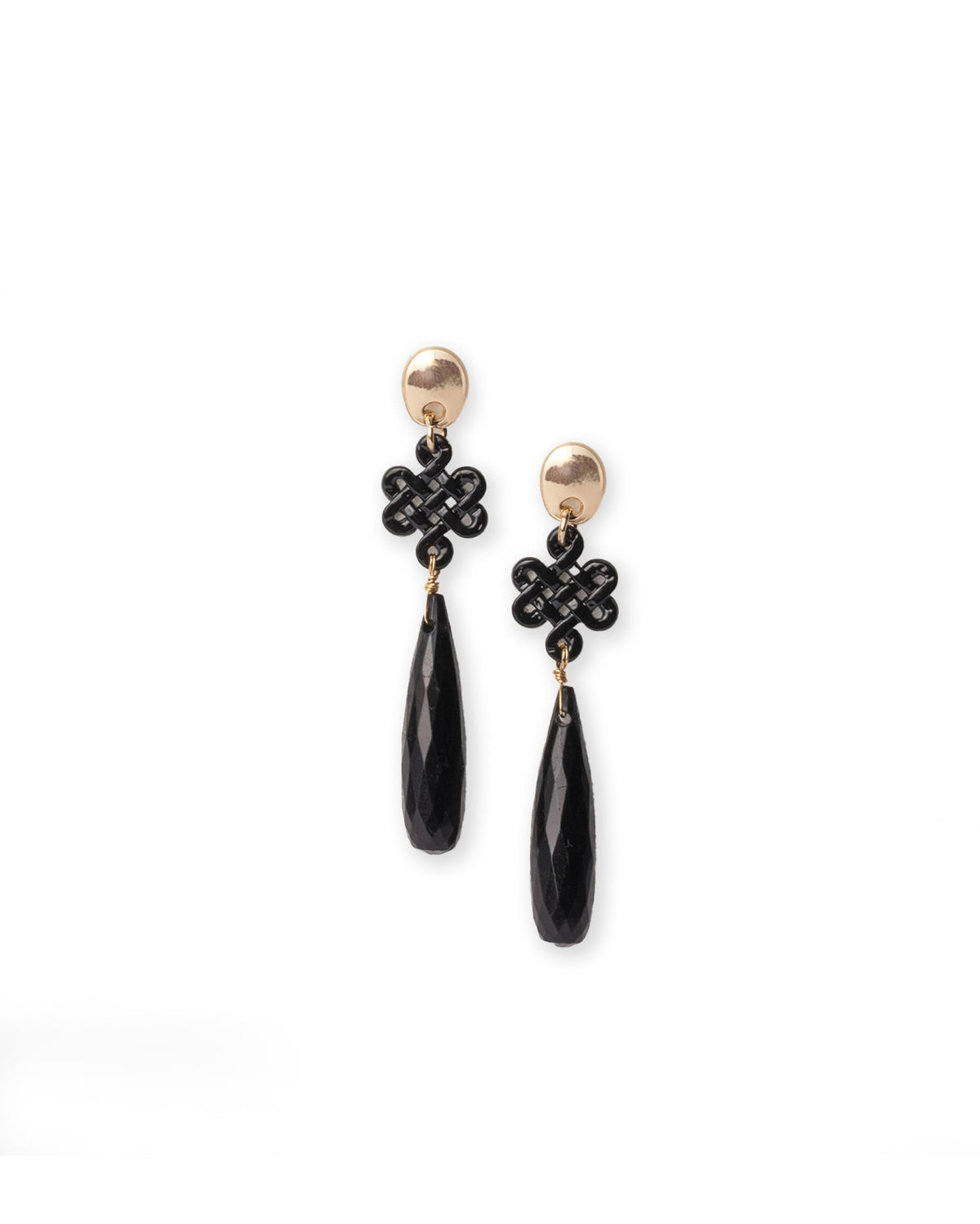 Orecchini pendenti in metallo con pietra in acrilico a goccia nera - Mya Accessories