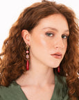 Orecchini lunghi pendenti con pietra in vetro e goccia in acrilico rossa - Mya Accessories