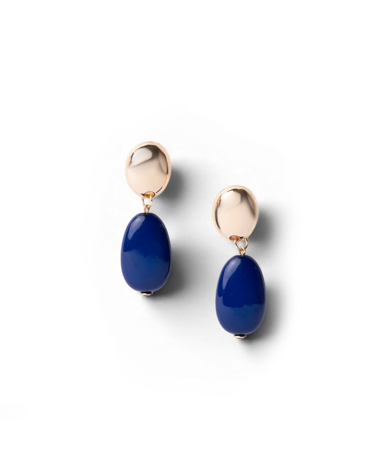Orecchini pendenti in metallo con pietra in resina blu - Mya Accessories