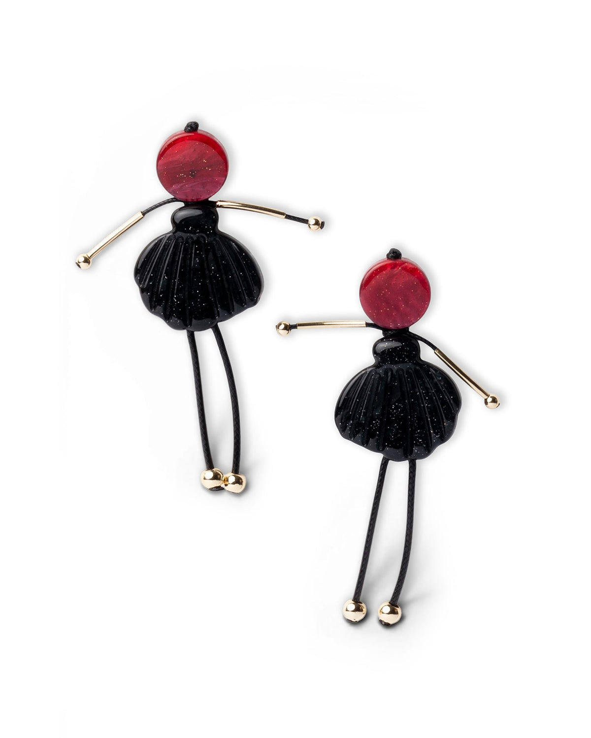 Orecchini pendenti con ballerina e tutù in acrilico nero - Mya Accessories