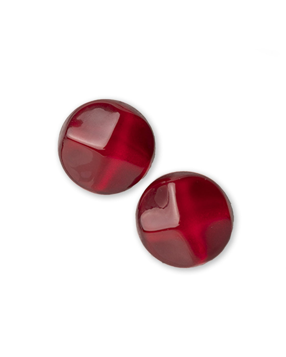 Orecchini a clip con pietra circolare in acrilico effetto marmo rossa - Mya Accessories