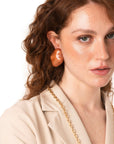 Orecchini a clip con pietra in resina nei toni del terracotta - Mya Accessories