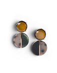 Orecchini pendenti con doppia pietra circolare in acrilico tono verde - Mya Accessories
