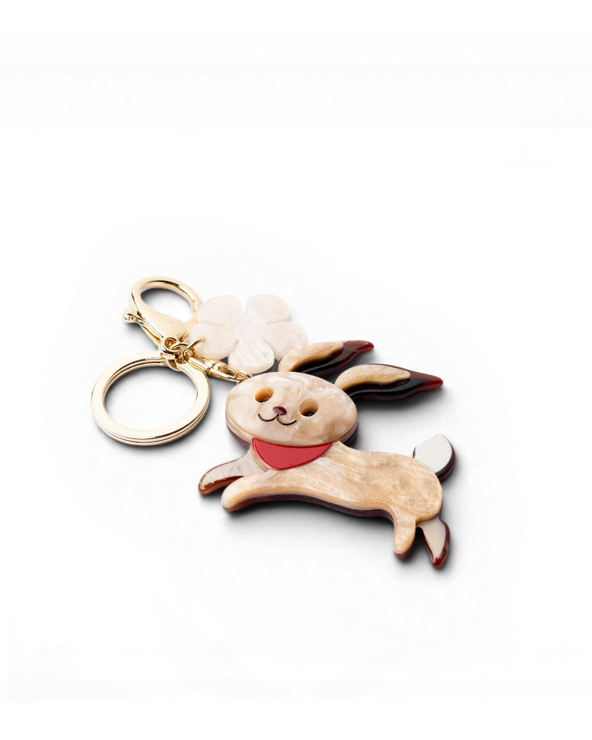 Portachiavi in acrilico con coniglietto e quadrifoglio - Mya Accessories