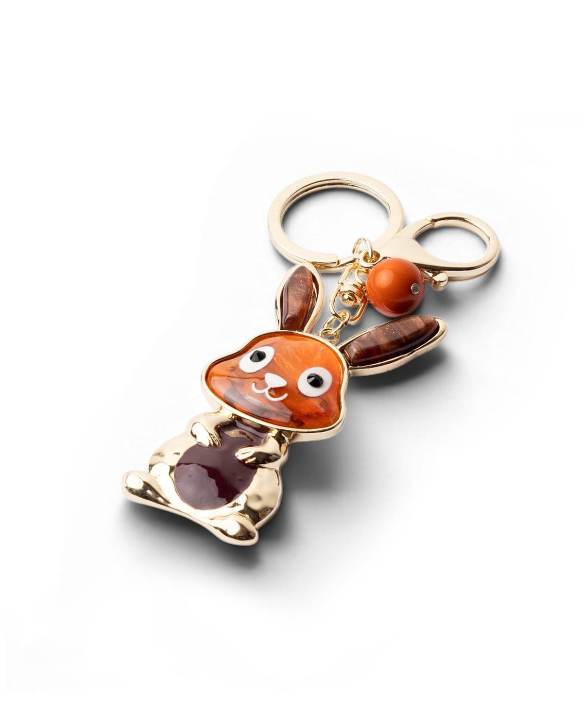 Portachiavi in acrilico con coniglietto tono arancio e marrone - Mya Accessories