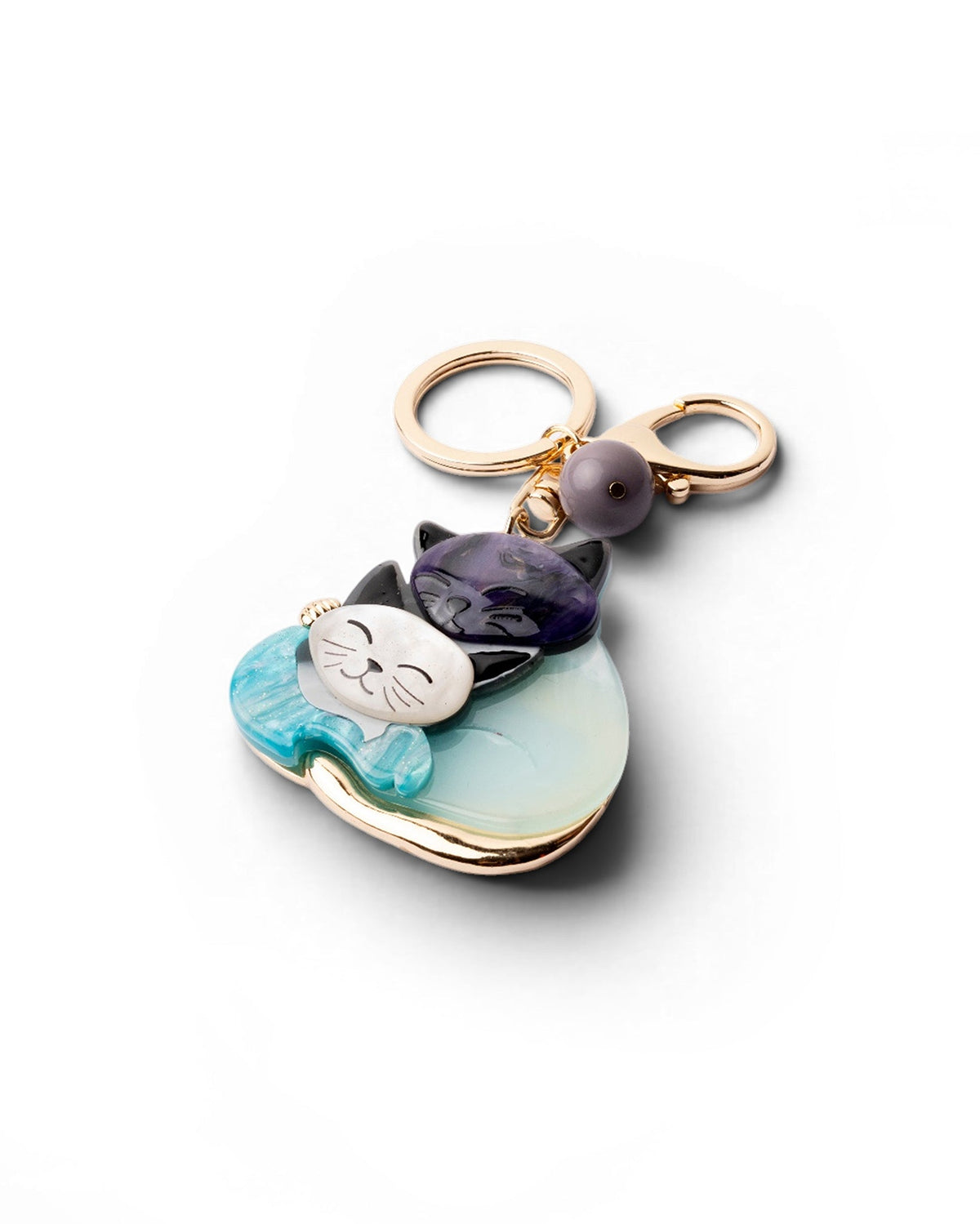 Portachiavi in acrilico con gattini che dormono tono azzurro e viola - Mya Accessories