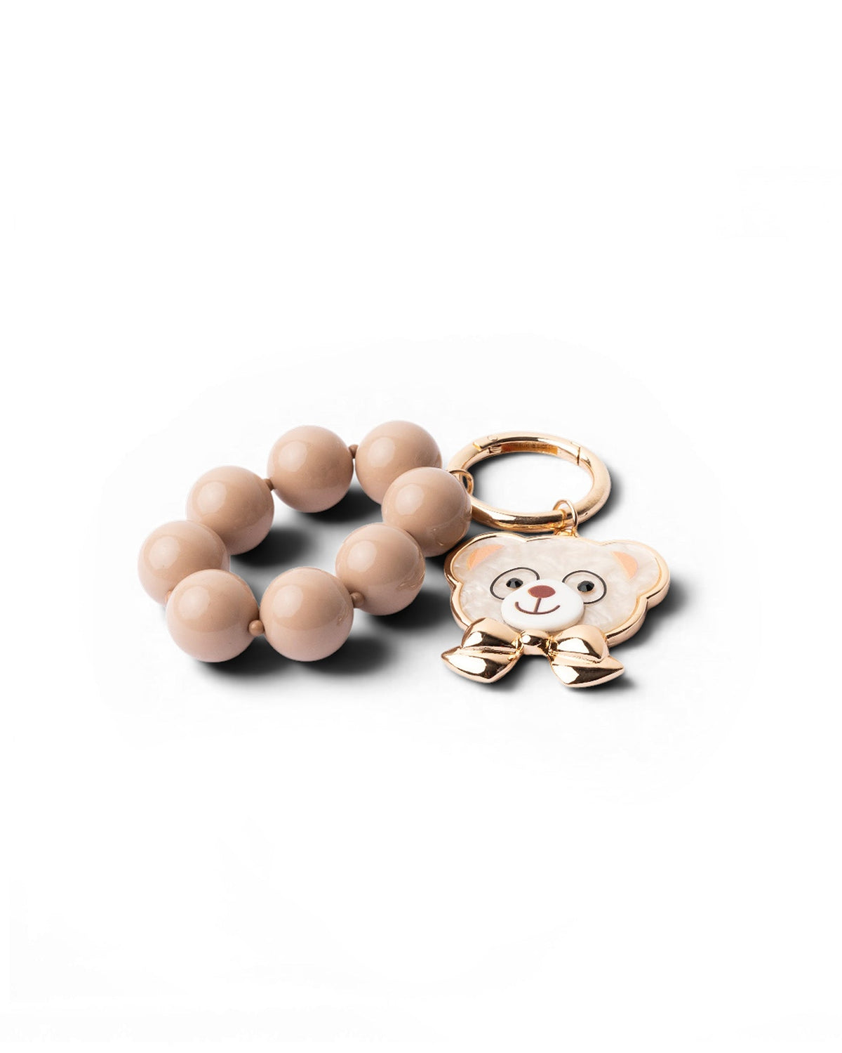 Portachiavi in resina ed acrilico con testa di orsacchiotto tono beige - Mya Accessories
