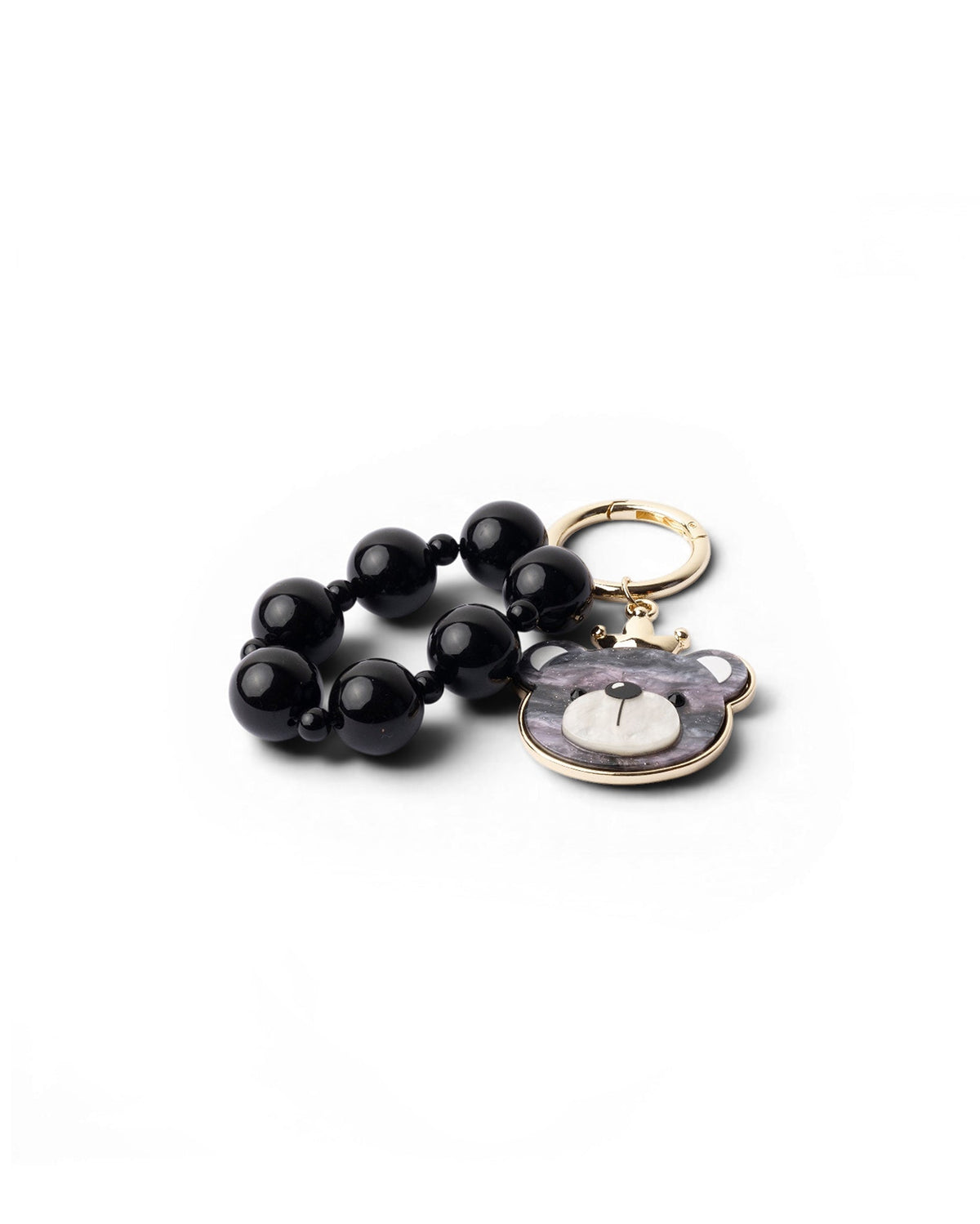 Portachiavi in resina ed acrilico con la testa d'orsacchiotto e corona tono nero - Mya Accessories