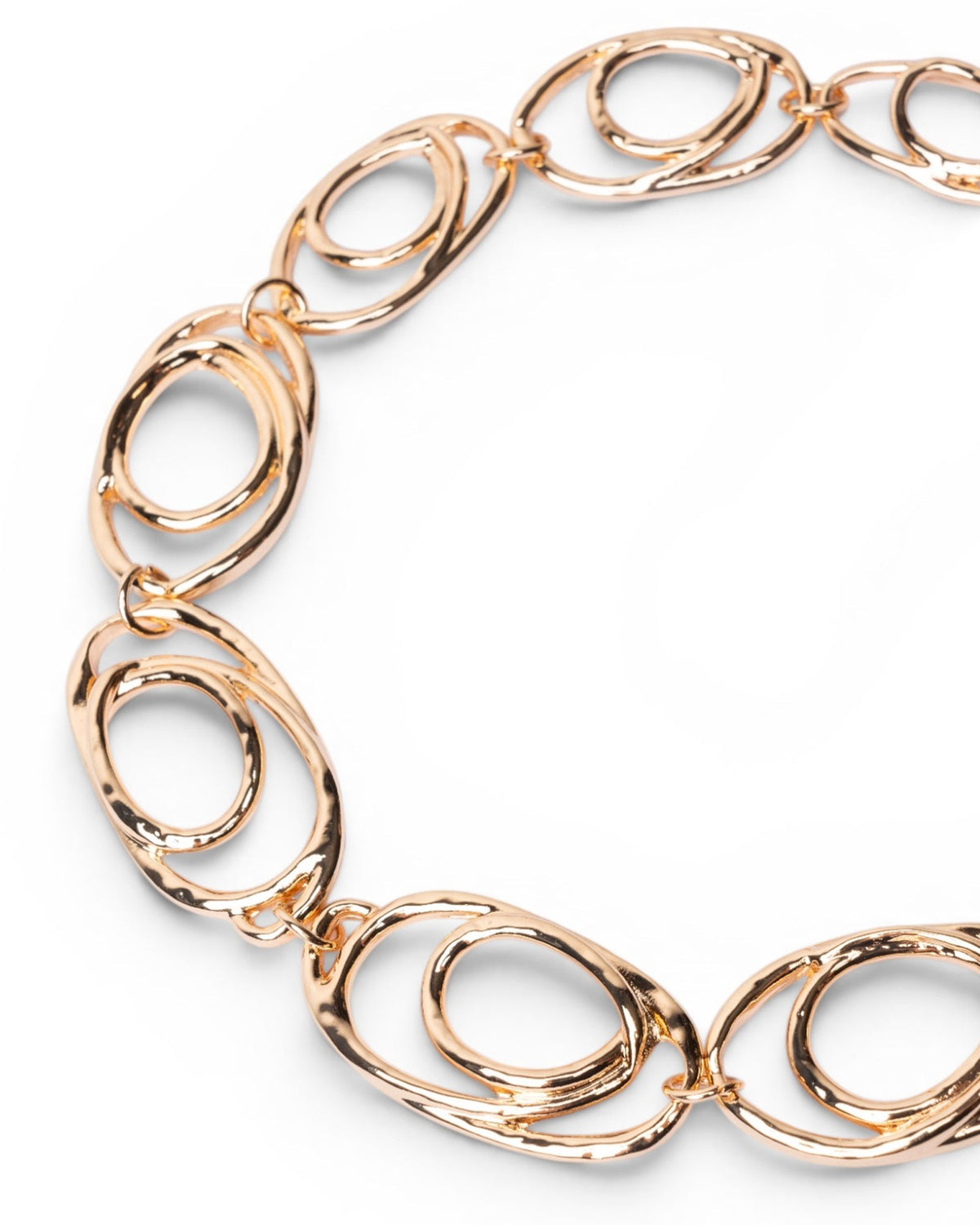 Collana girocollo in metallo lucido con maglia cerchi ovali sovrapposti - Mya Accessories