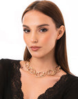 Collana girocollo in metallo lucido con maglia cerchi ovali sovrapposti - Mya Accessories