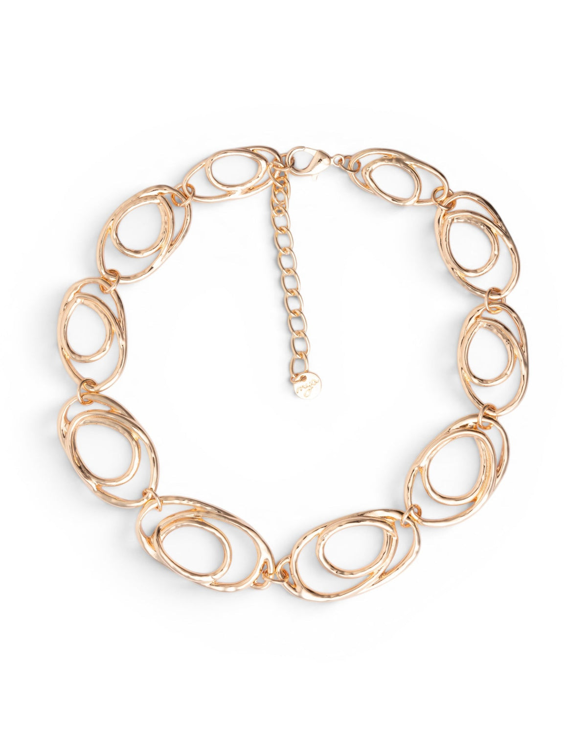 Collana girocollo in metallo lucido con maglia cerchi ovali sovrapposti - Mya Accessories