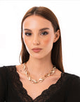 Collana girocollo in metallo lucido con maglia ovale effetto onda - Mya Accessories