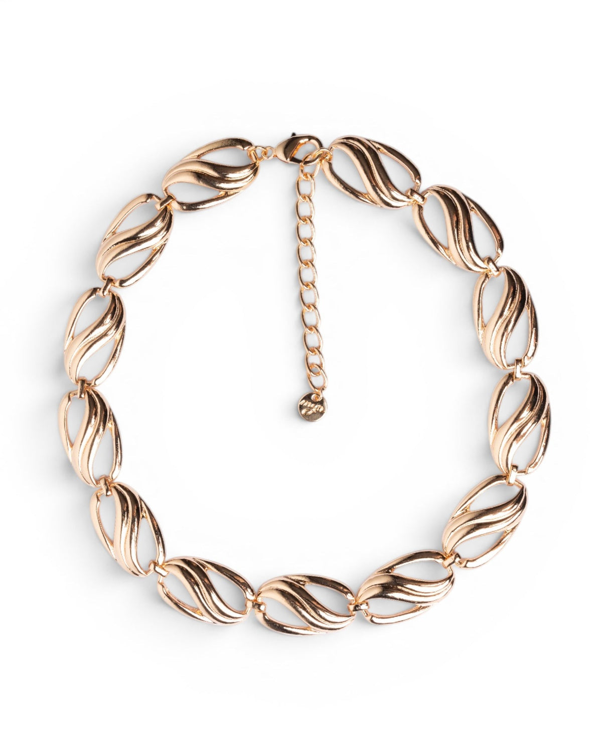 Collana girocollo in metallo lucido con maglia ovale effetto onda - Mya Accessories