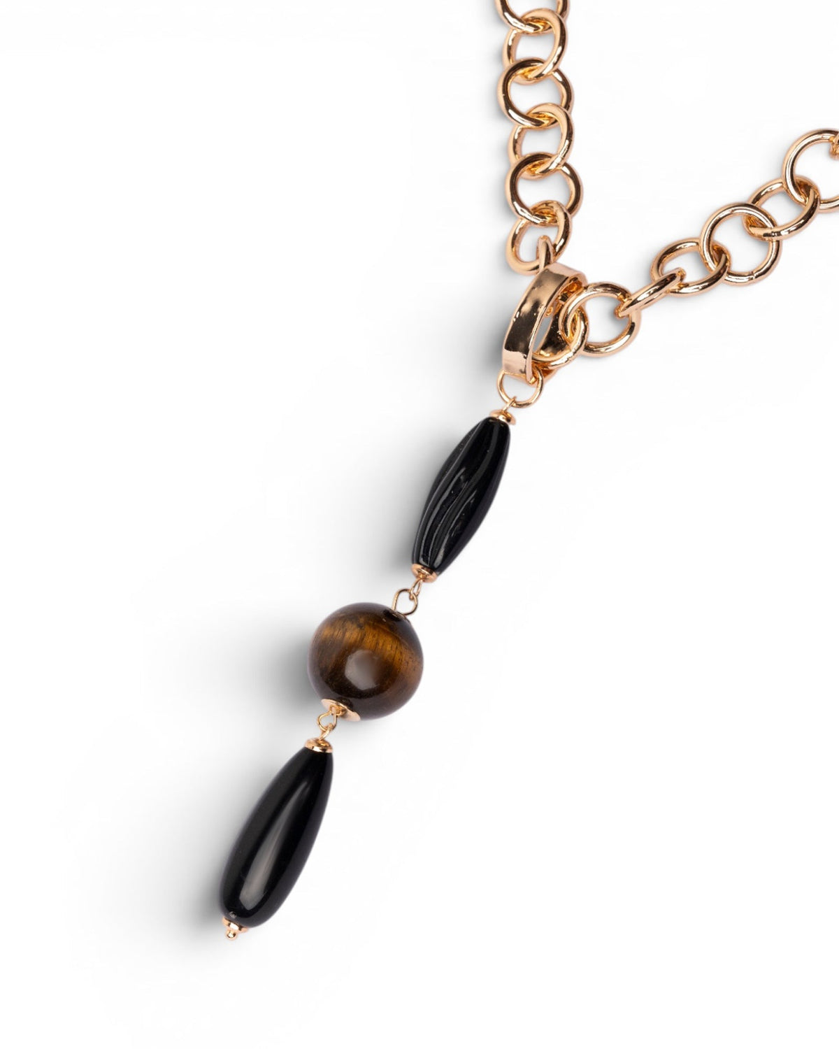 Collana a catena con pendente in acrilico e pietra dura occhio di tigre - Mya Accessories