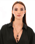 Collana a catena con pendente in acrilico e pietra dura occhio di tigre - Mya Accessories
