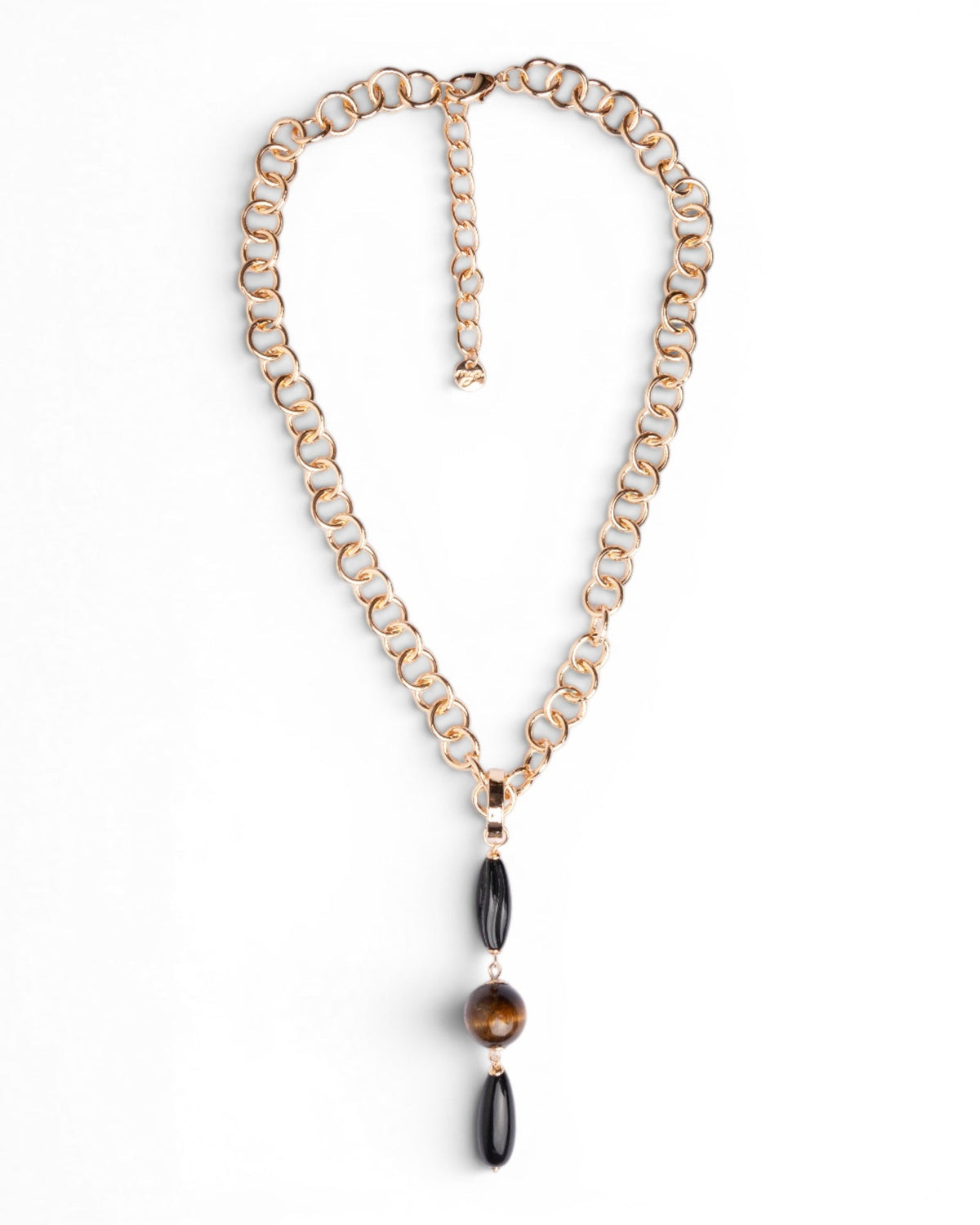 Collana a catena con pendente in acrilico e pietra dura occhio di tigre - Mya Accessories