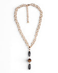Collana a catena con pendente in acrilico e pietra dura occhio di tigre - Mya Accessories