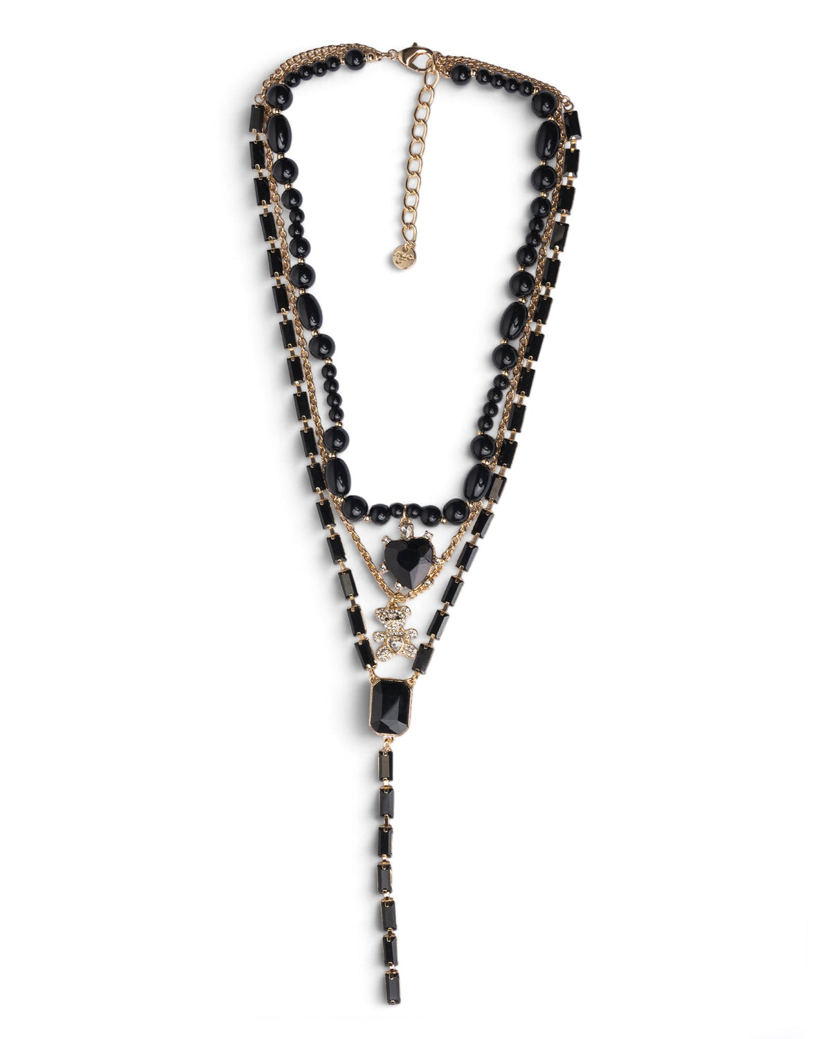 Collana girocollo multi filo con pietre in acrilico e vetro e charms pendenti - Mya Accessories