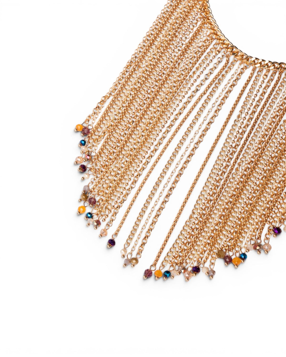 Collana girocollo con cascata di catena e micro pietre in vetro multi - Mya Accessories