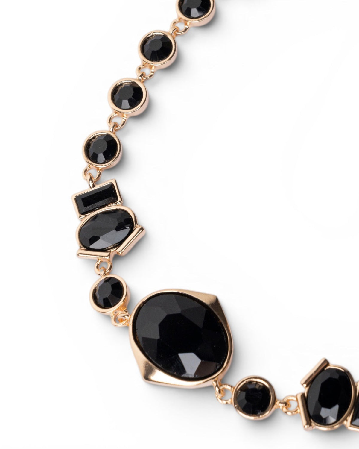Collana girocollo in metallo con pietre in vetro nere - Mya Accessories