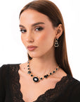 Collana girocollo in metallo con pietre in vetro nere - Mya Accessories