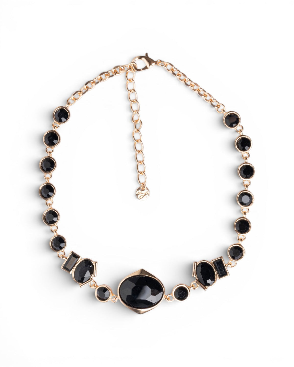 Collana girocollo in metallo con pietre in vetro nere - Mya Accessories