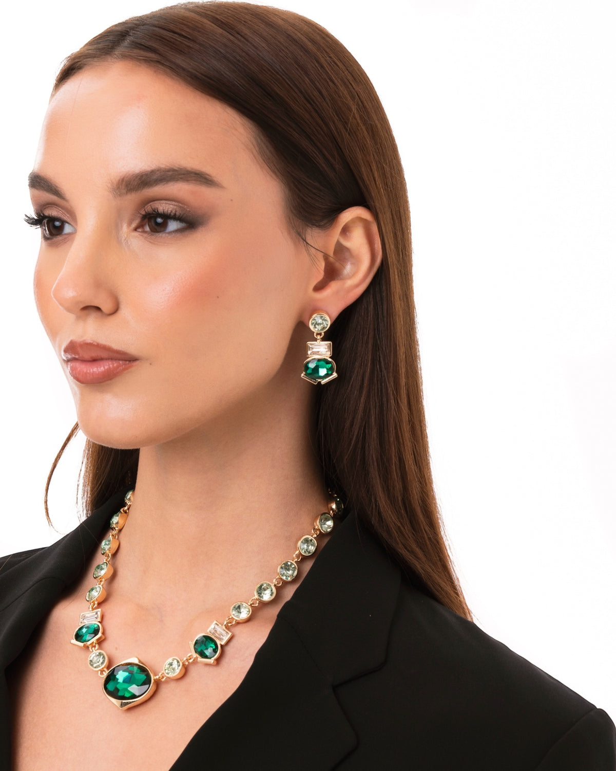 Collana girocollo in metallo con pietre in vetro verde - Mya Accessories