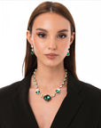 Collana girocollo in metallo con pietre in vetro verde - Mya Accessories