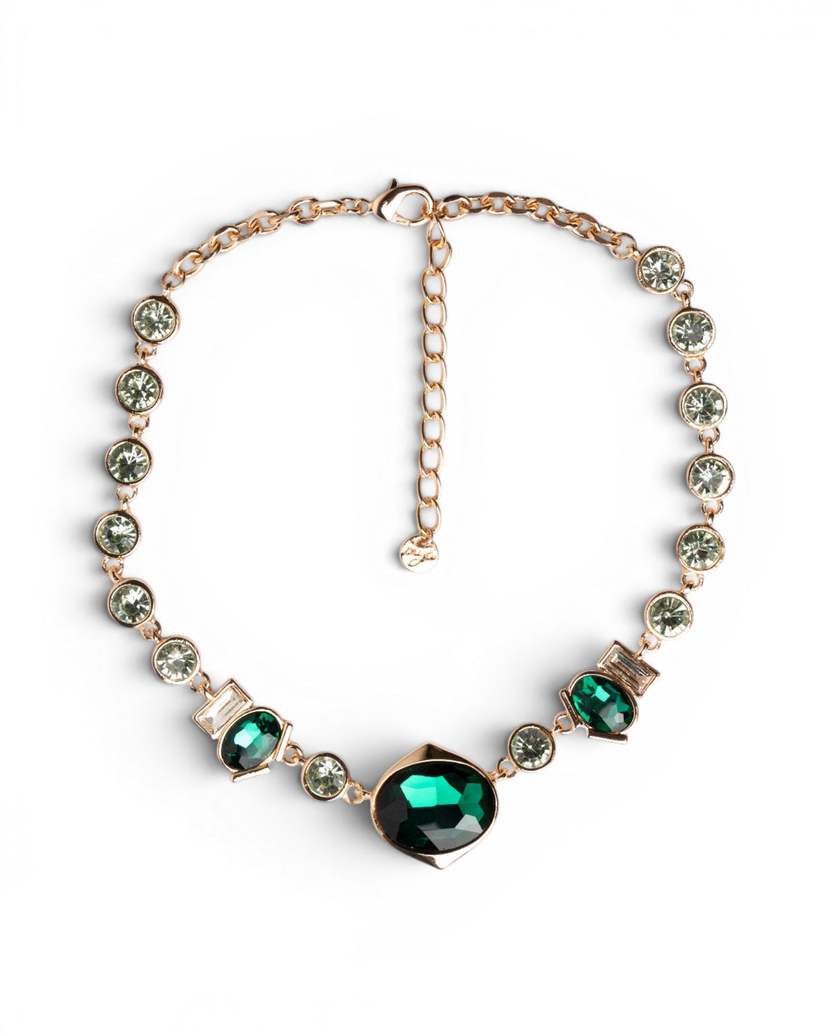 Collana girocollo in metallo con pietre in vetro verde - Mya Accessories