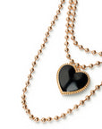 Collana girocollo multi fili con pendente a cuore in vetro nero - Mya Accessories